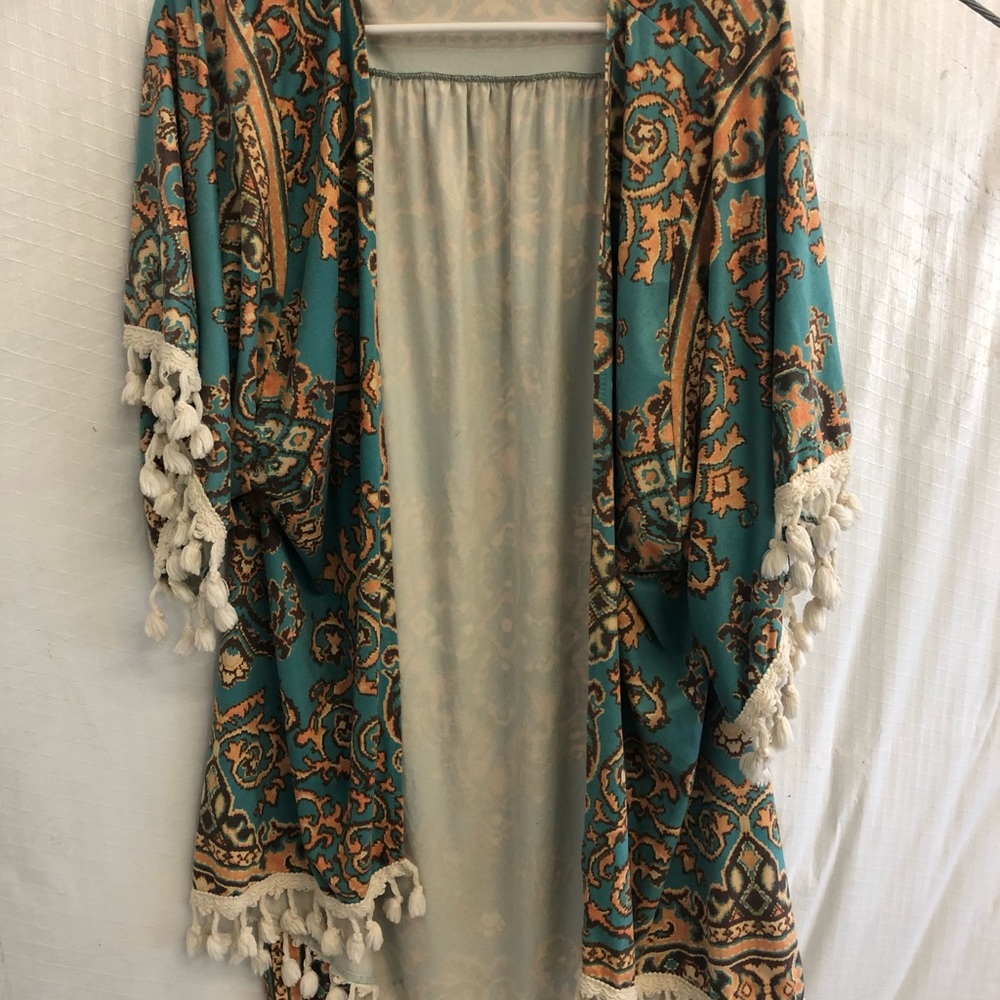 Bohemian Teal and Brown Cardigan